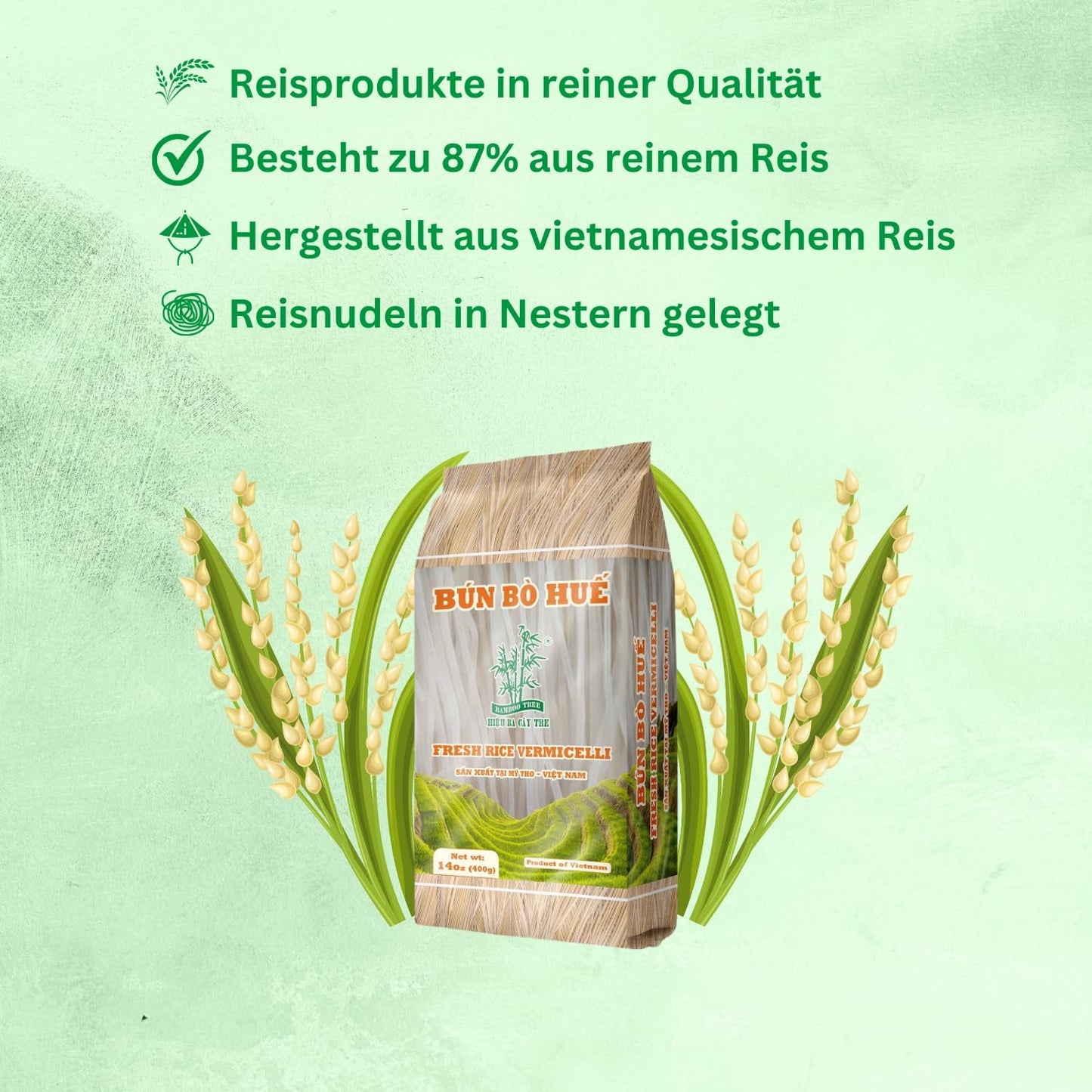 BAMBUSOWE DRZEWO - Makaron Ryżowy Bun Bo Hue - (1 X 400 G)