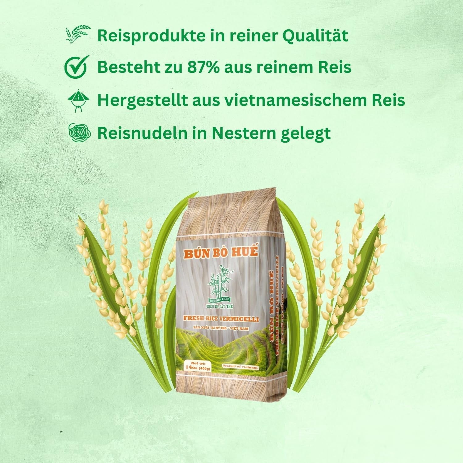 BAMBUSOWE DRZEWO - Makaron Ryżowy Bun Bo Hue - (1 X 400 G)