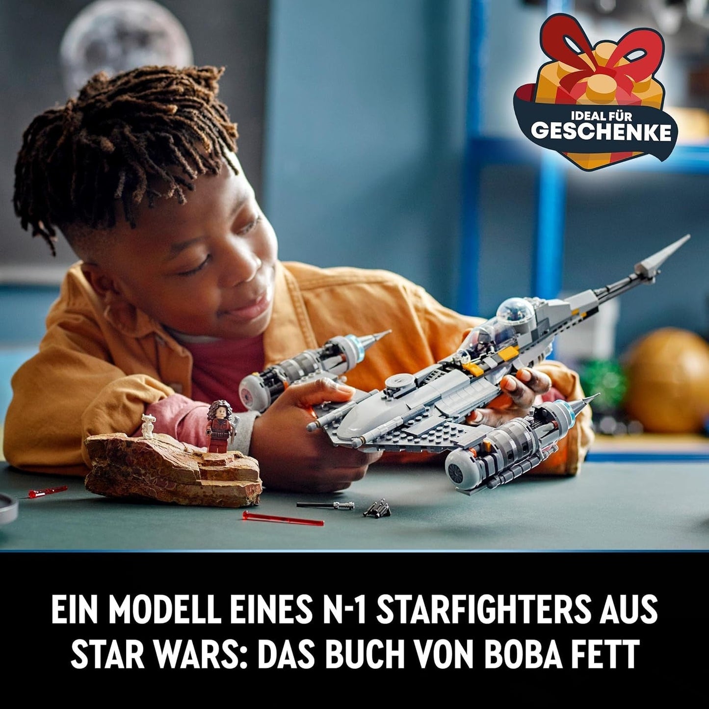 LEGO Star Wars Mandalorian Fighter N-1 z Księgi Boby Fetta Zabawka do budowania ze statkiem kosmicznym Zestaw 4 postaci, w tym figurka małego Yody 75325 Zestawy do budowania Kup w sklepie LEGO