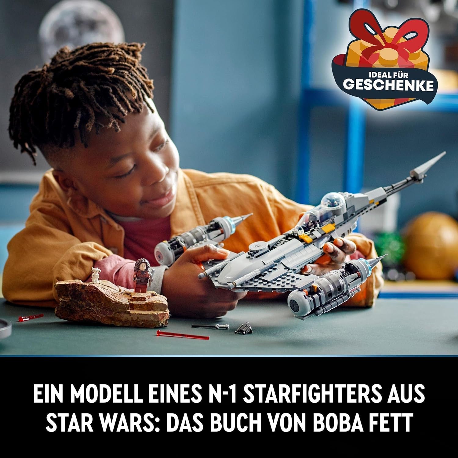 LEGO Star Wars Mandalorian Fighter N-1 z Księgi Boby Fetta Zabawka do budowania ze statkiem kosmicznym Zestaw 4 postaci, w tym figurka małego Yody 75325 Zestawy do budowania Kup w sklepie LEGO
