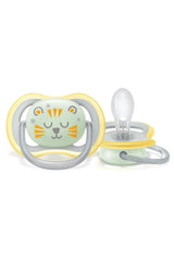 Philips AVENT Ultra Air smoczek na noc dla dzieci w wieku powyżej 18 miesięcy Świecące w ciemności podwójne opakowanie Cloud/Tiger (model SCF376/01)