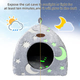 Katzenhöhle Plüsch Katzenhaus mit Waschbarem Kissen Faltbare Katzenzelt Höhle z uchwytem Weiches und Warmes Katzenbett für Drinnen 33x33x35cm
