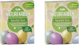 Zestaw naturalnych barwników Heitmann Egg Dye, 3 proszki barwnika do jaj (żółty, fioletowy, szaro-niebieski), arkusz naklejek z papieru z trawy