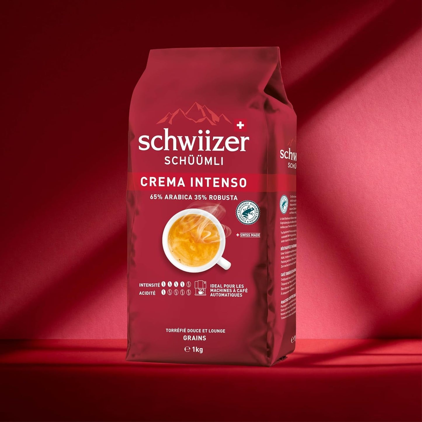 Schwiizer Schüümli Intenso, kapsułka, kawa mielona 1kg - Intensywność 4/5 - Certyfikat UTZ (opakowanie 4 szt.)