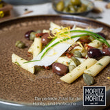Moritz & Moritz SOLID 18-częściowy zestaw obiadowy z kamionki dla 6 osób - zestaw obiadowy dla 6 osób, składający się z 6 talerzy obiadowych, 6 talerzy deserowych i 6 talerzy obiadowych