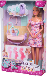 Simba 105733680 Steffi Love Doll Hello Baby (29 cm) - Lalka w ciąży z rosnącym brzuchem, laleczką i akcesoriami - Zabawka dla dzieci, dziewcząt i chłopców od 3 lat
