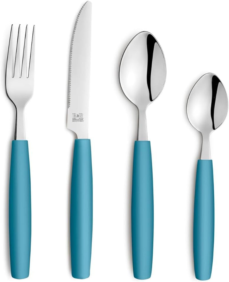 Beckmann & Rommerskirchen 2515 VALOA Zestaw Besteck dla 4 osób | 16-Teilig | olej | Spülmaschinenfest | Hochglanzpoliert | Essbesteck: 4X Messer, Gabel, Esslöffel, Kaffeelöffel Kitchen Naty Shop Benzyna