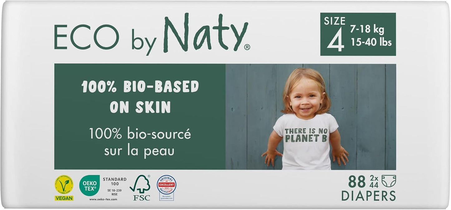 Eco Pieluchy Eco by Naty Baby Eco Diapers - pieluszki organiczne premium, ekologiczne, wykonane z materiałów pochodzenia roślinnego, idealne dla wrażliwej skóry dziecka (rozmiar 5 - 80 sztuk)
