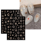 JMEOWIO Nagelsticker Mond Stern Sonne 10 Blatt Nail Art Naklejka Selbstklebend Nagelaufkleber Bunt Dekoration Nageldesign Zubehör