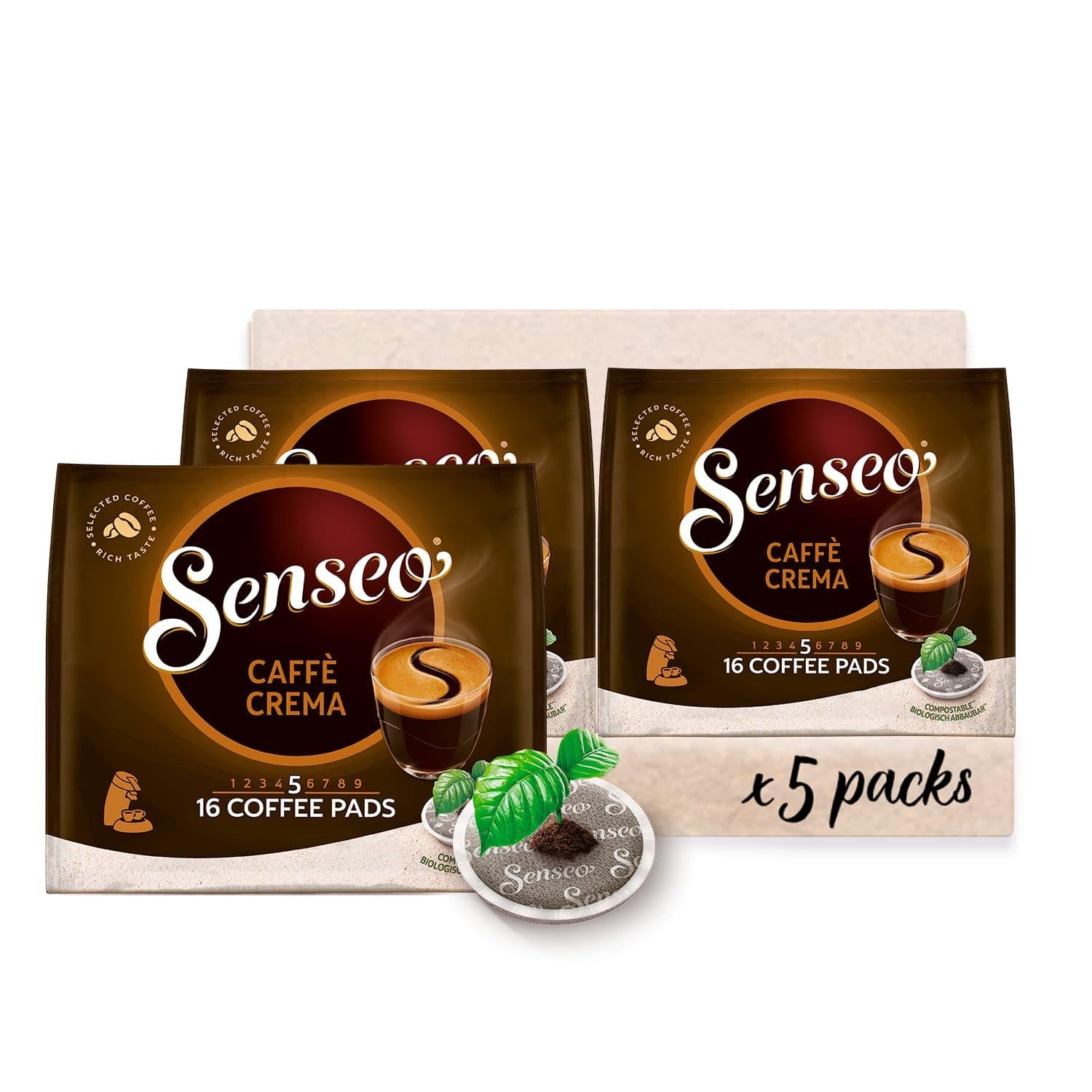 Senseo Pads Caffè Crema, 5 x 16 Getränke, 80 kapsułek Kaffeepad