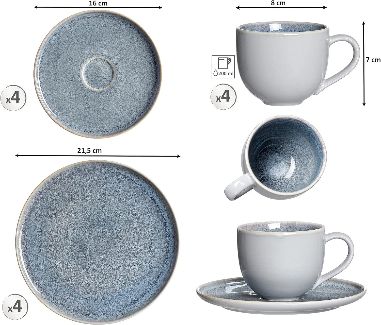 Serwis do kawy Ritzenhoff & Breker Skagen Stone, 12 sztuk, szaro-niebieski