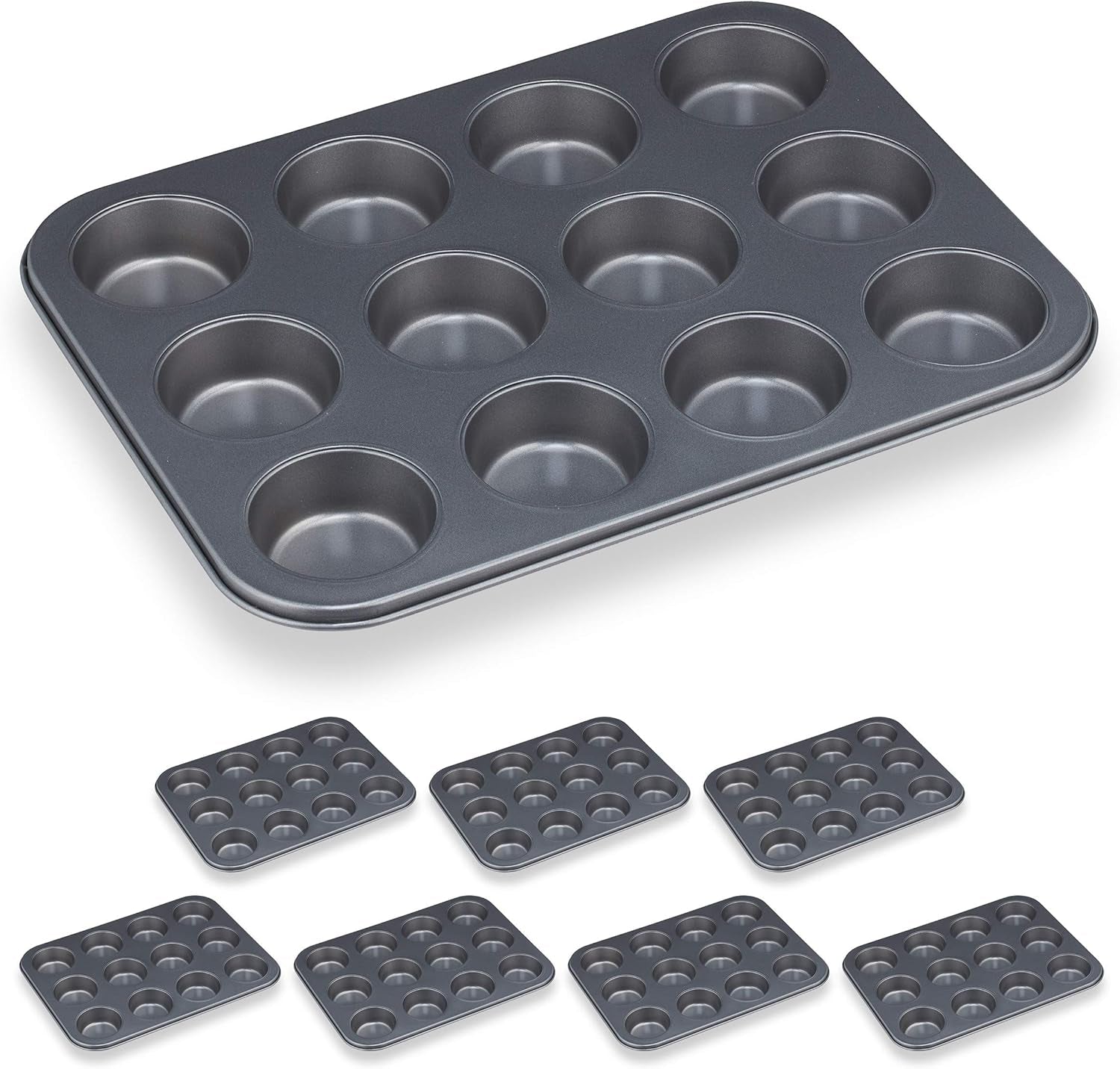 Relaxdays Muffinform, Zestaw 2Er, 12Er Muffinbleche, Antihaftbeschichte, Carbonstahl, Babeczki i babeczki, Ø 6,5 cm, Pszenica, 10030825 Formy i blachy do pieczenia Naty Shop 2