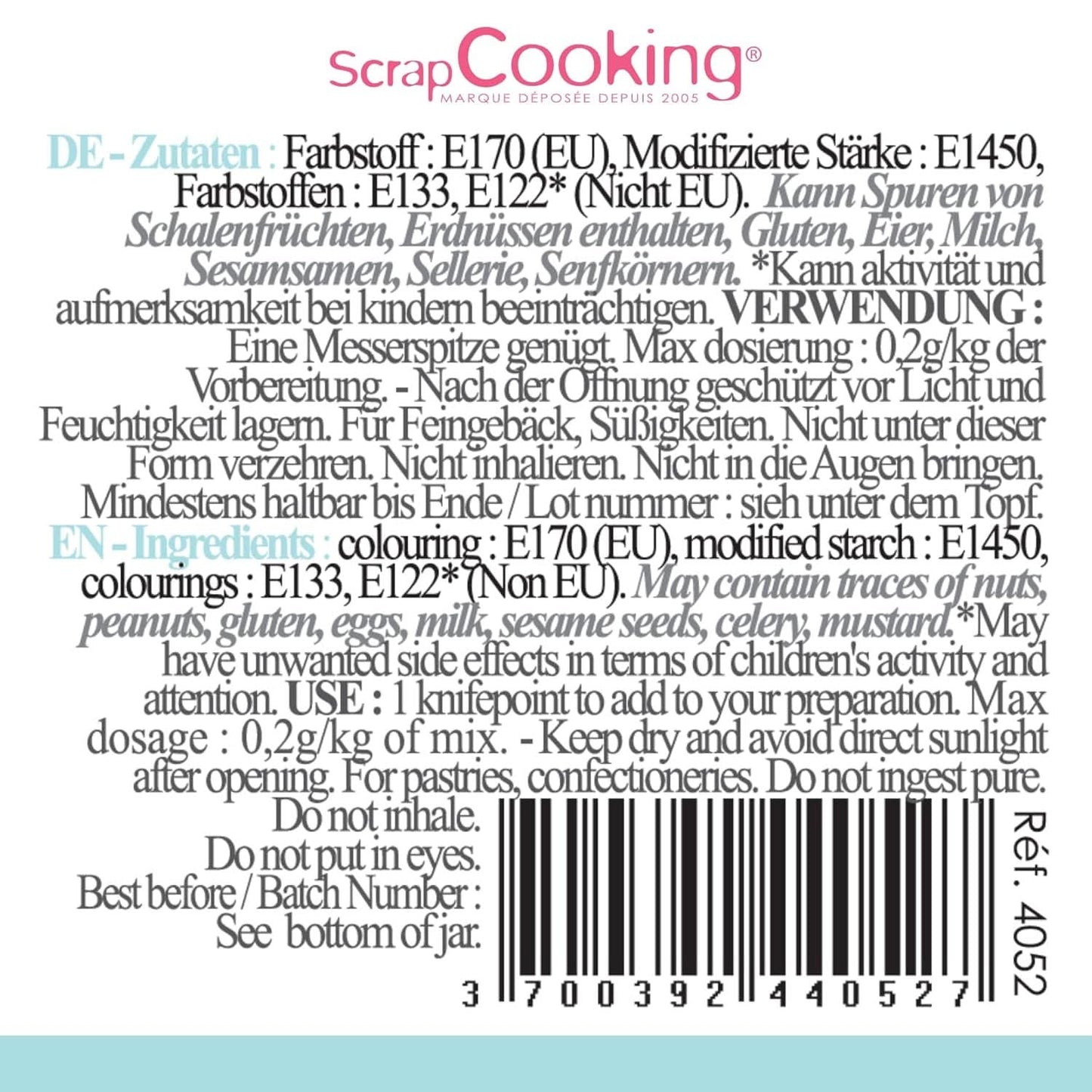 Scrapcooking, barwnik spożywczy w proszku, pastelowy błękit, 5 gramów Naty Shop
