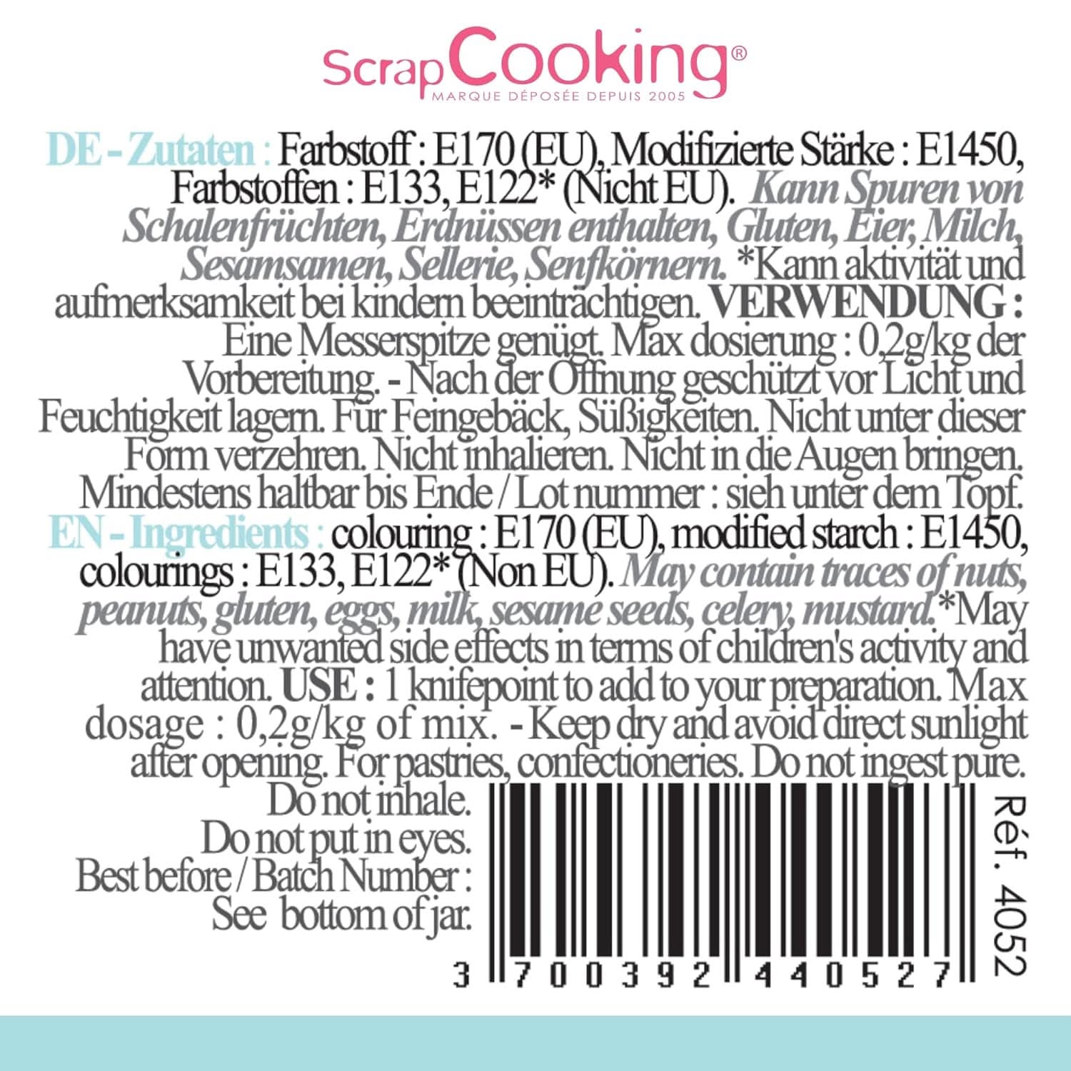 Scrapcooking, barwnik spożywczy w proszku, pastelowy błękit, 5 gramów Naty Shop