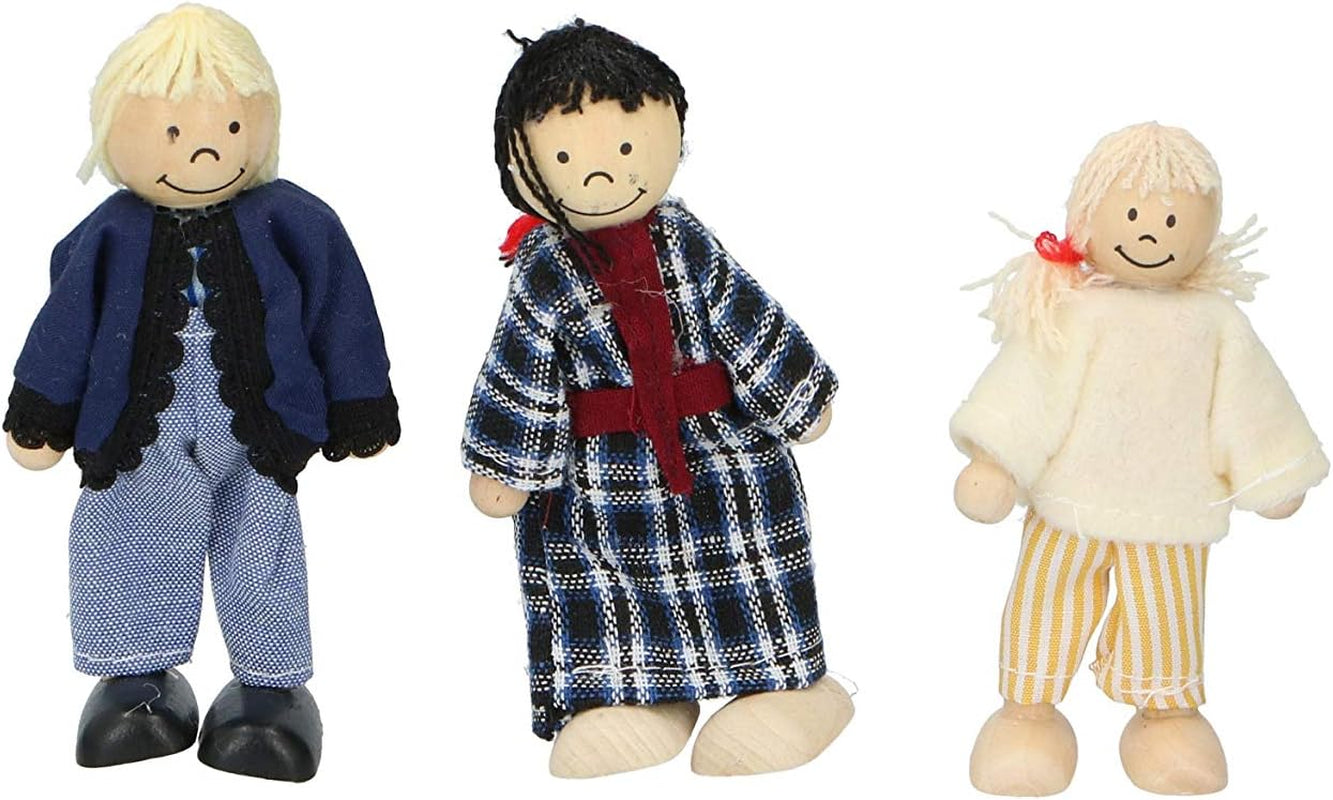 Marionetka Drewniane Zabawki - Drewniany domek dla lalek z meblami i lalkami - 11 sztuk Domki dla lalek Naty Shop
