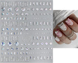 JMEOWIO Nagelsticker Marmor Linie 9 Blatt Nail Art Naklejka Selbstklebend Nagelaufkleber Silber Bunt Dekoration Nageldesign Zubehör