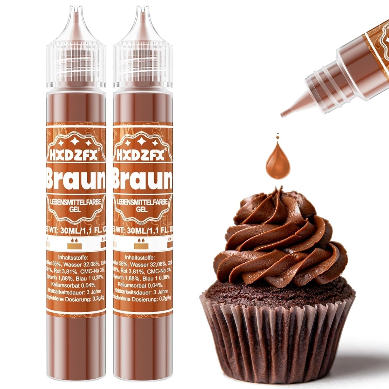 Barwnik spożywczy w żelu - HXDZFX 2×30ml, barwnik spożywczy bez cukru, silnie skoncentrowany, do dekoracji ciast, białej fondantu, makaroników, ciasteczek, wypieków, pisanek, śluzu (fiolet winogronowy)