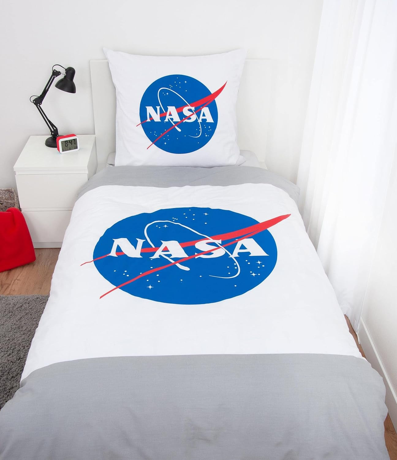 Komplet pościeli NASA, bawełna/wzmocniony, szaro/biały Pościel - dziecięca Naty Shop