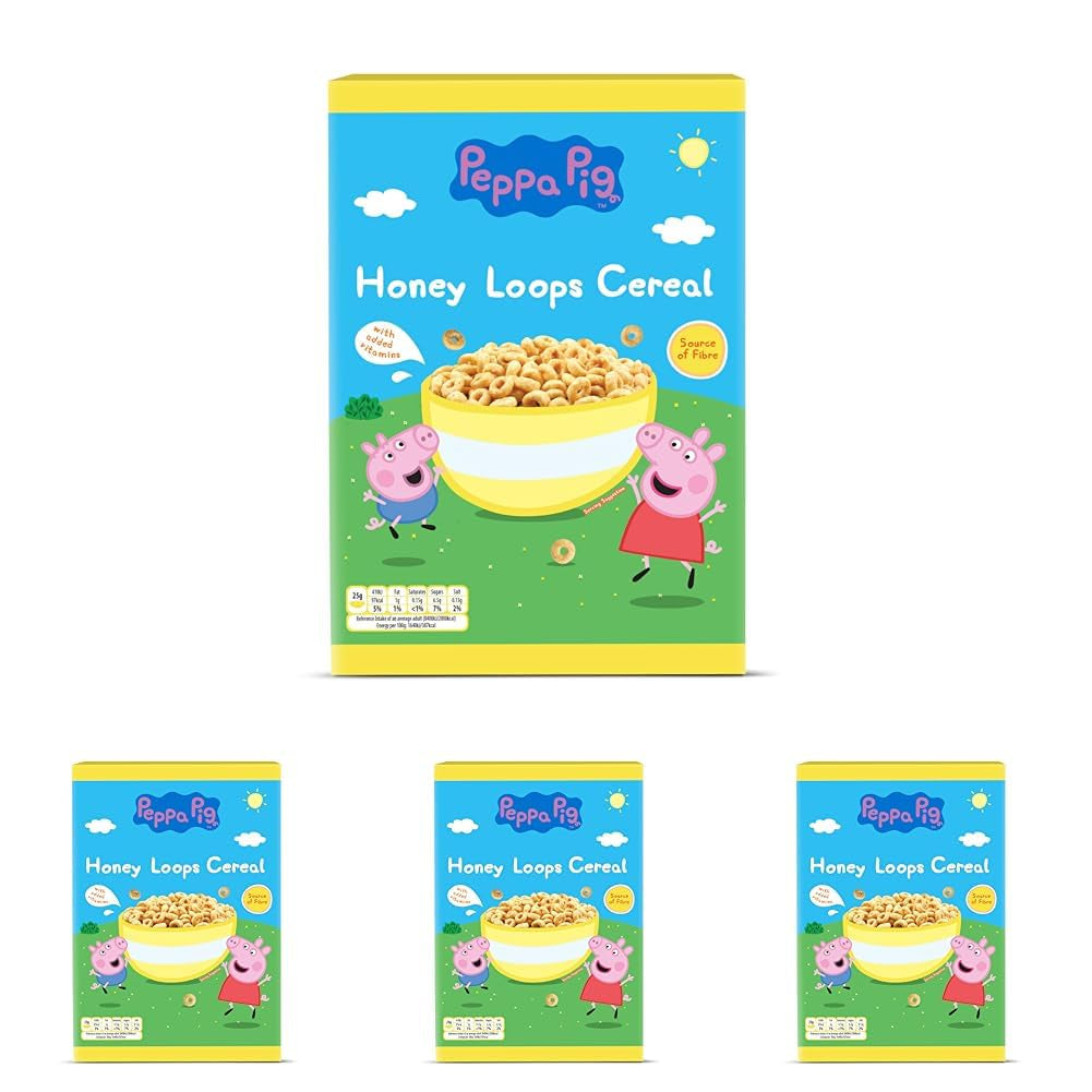 Hot Wheels Honey Loops Chrupiące pełnoziarniste płatki śniadaniowe z dodatkiem witamin, 1 opakowanie (1 x 375 g)