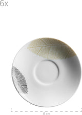 MĘSER 931215 Pięknie zdobiony zestaw zastawy stołowej dla 6 osób, łączony serwis 30 sztuk, o kształtach bezramowych, porcelana, biały