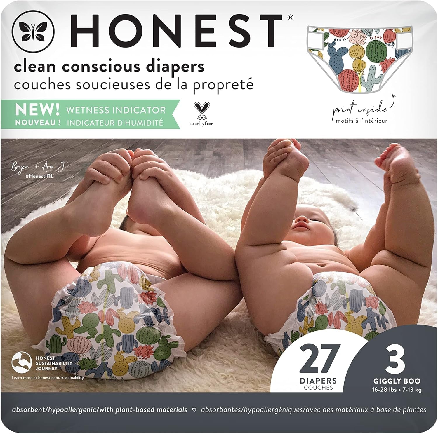 – Ekologiczne i wysokiej jakości pieluszki jednorazowe Pandy rozm. 3 (7,3–12,7 kg), 27 sztuk
