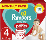 Pampers (stara wersja), majtki, rozmiar 4, 9kg-15kg, trzy opakowania (1 x 88 pieluszek)