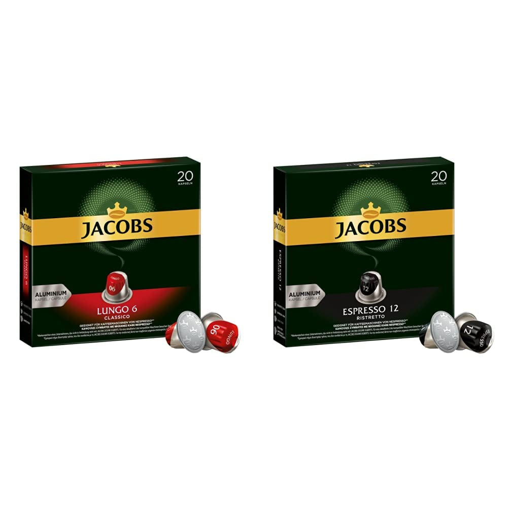Kaffeekapseln Lungo Classico, Intensität 6 z 12, 10 x 20 Getränke & Kaffeekapseln Espresso Ristretto, Intensität 12 z 12, 200 Kapseln kompatybilny z Nespresso®*, 10 x 20 Getränke