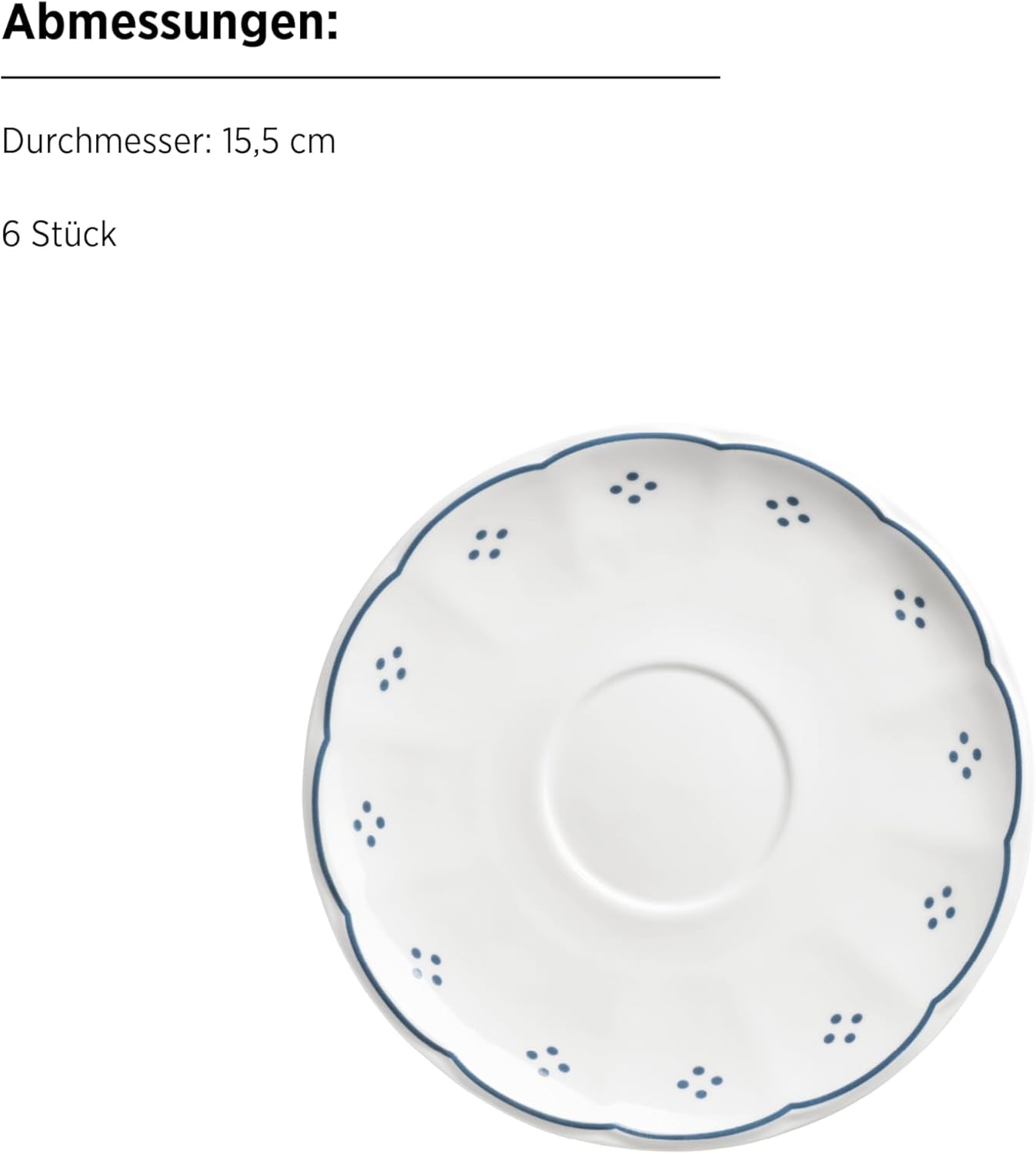 Serwis do kawy porcelanowy Mäser Lova, 18 szt. - 6 talerzy deserowych (19,5 cm), 6 filiżanek (19 cl) i 6 spodków (15,5 cm), niebieski