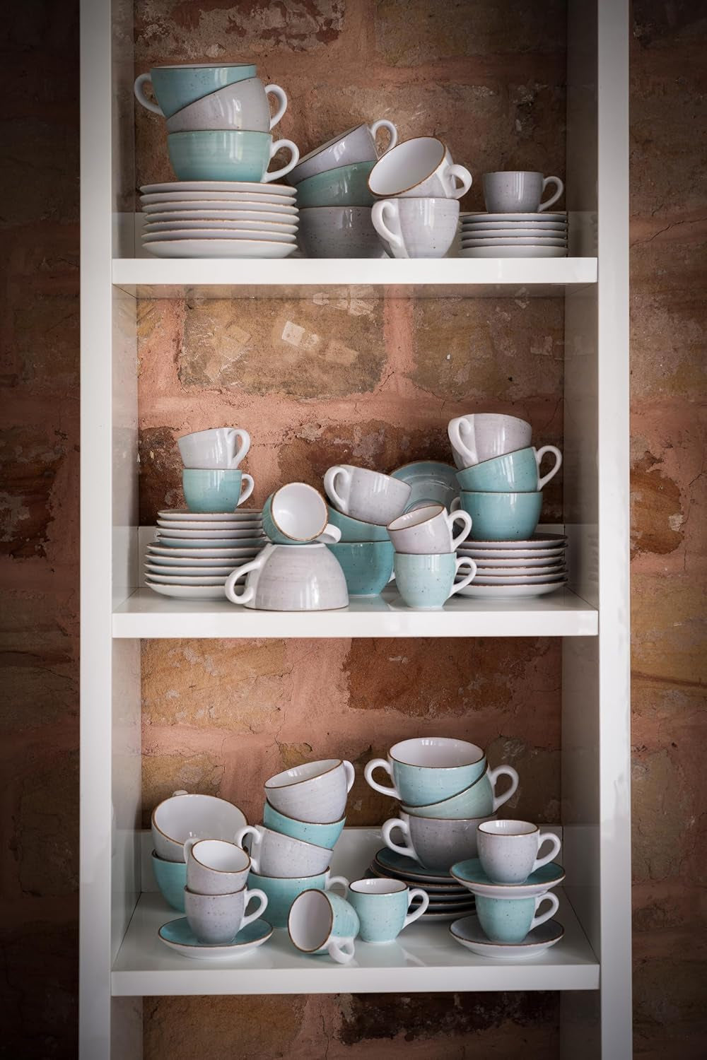 Creatable 34042 Vintage Nature Aqua Series 8-częściowy zestaw obiadowy na 4 porcelanowe filiżanki do kawy Można myć w zmywarce i używać w kuchence mikrofalowej Wyprodukowano w Europie