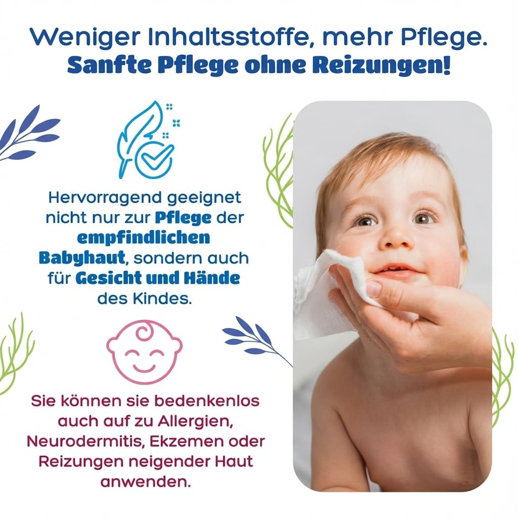 Chusteczki nawilżane Kindii Water Care - Chusteczki Aqua Baby - 100% Wiskoza, 99,9% Woda, Ekstrakt z Grejpfruta, Rozmiar szalika 150x200, 100% Biodegradowalne, Bez Plastiku, Chusteczki Oczyszczające do Skóry Wrażliwej