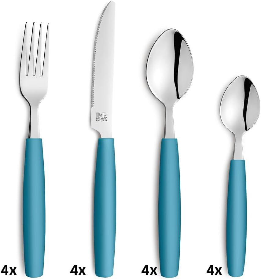 Beckmann & Rommerskirchen 2515 VALOA Zestaw Besteck dla 4 osób | 16-Teilig | olej | Spülmaschinenfest | Hochglanzpoliert | Essbesteck: 4X Messer, Gabel, Esslöffel, Kaffeelöffel Kitchen Naty Shop