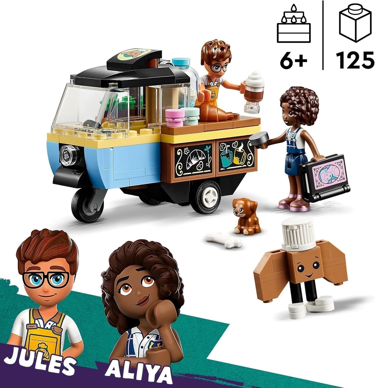 LEGO Friends Mała zabawka do pieczenia na kółkach dla dzieci, prezent dla dziewcząt i chłopców w wieku 6 lat, zabawka edukacyjna z psami Aliyą, Julesem i Airą 42606 Zestawy do budowania Beuche den LEGO-Store