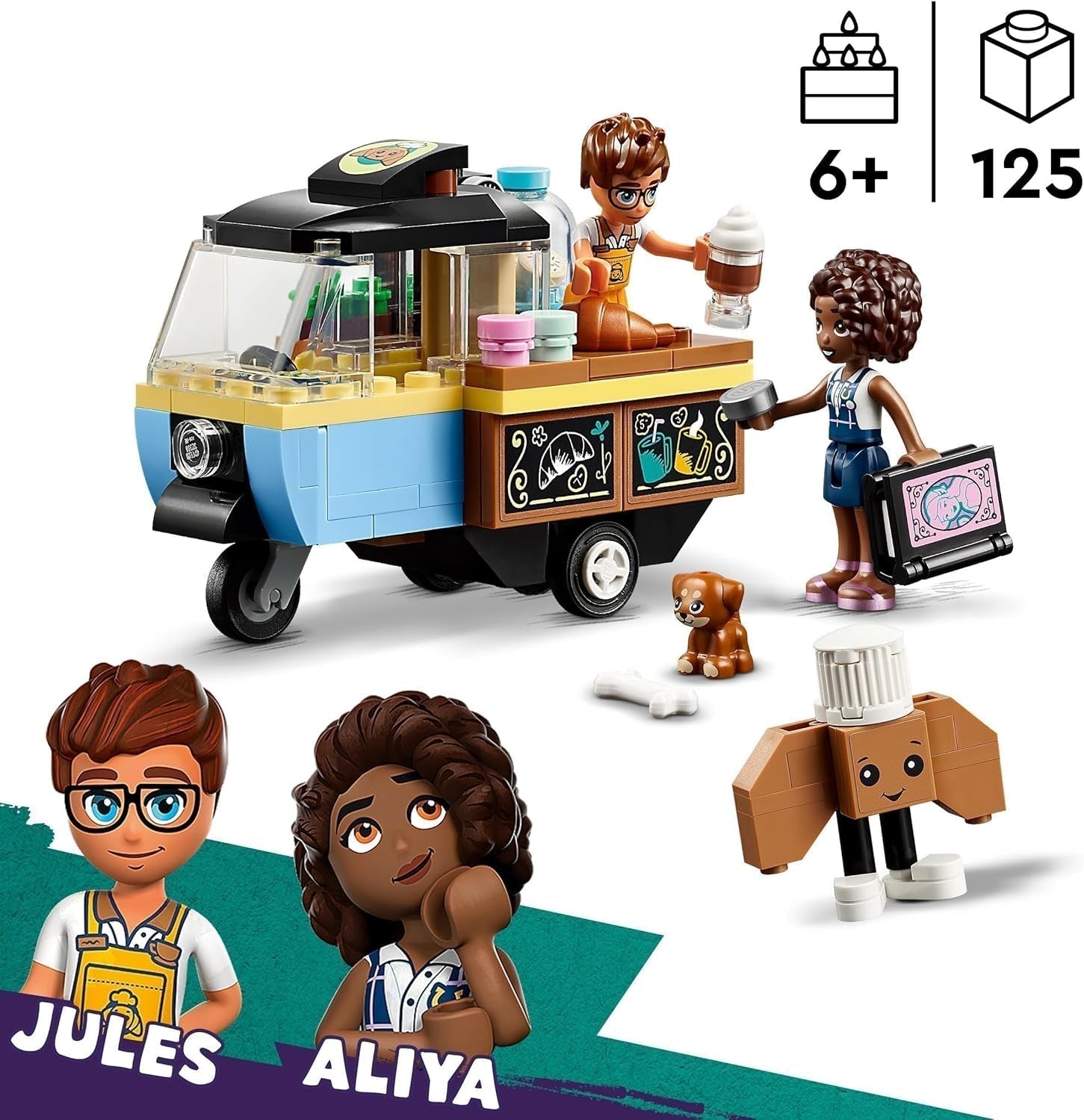 LEGO Friends Mała zabawka do pieczenia na kółkach dla dzieci, prezent dla dziewcząt i chłopców w wieku 6 lat, zabawka edukacyjna z psami Aliyą, Julesem i Airą 42606 Zestawy do budowania Beuche den LEGO-Store