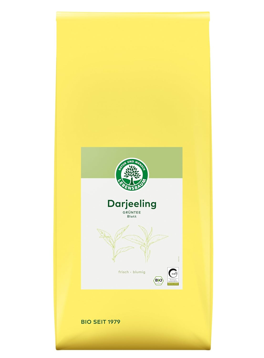 Lebensbaum Darjeeling Zielona herbata z całych liści, herbata organiczna, zielona herbata o smaku świeżych kwiatów, jasnozielony kolor, 1000g