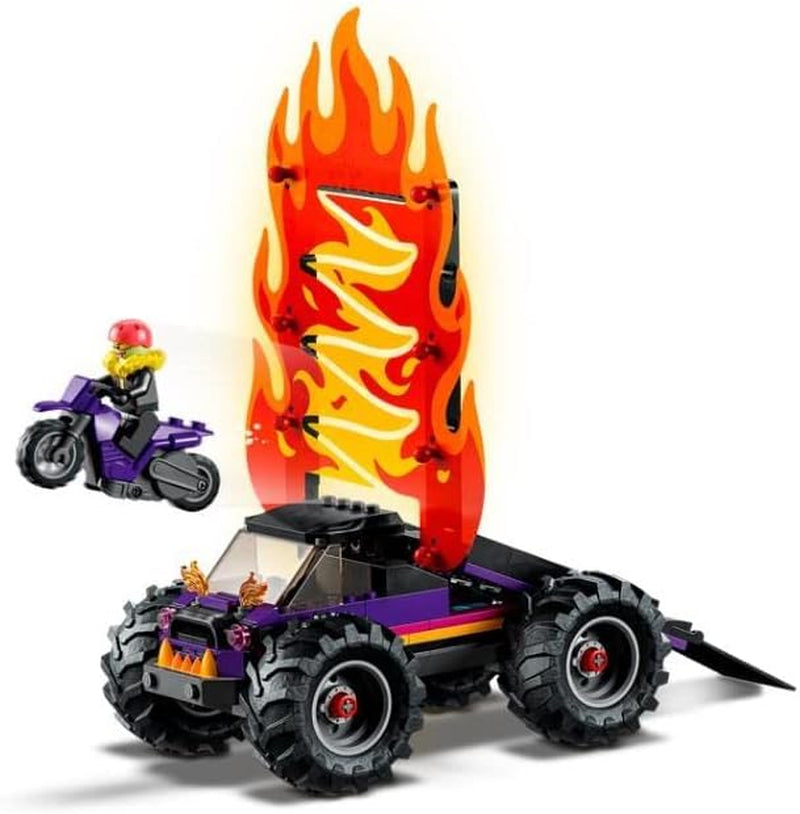 LEGO 60339 City Stuntz Zestaw kaskaderski z podwójną pętlą, zawiera. rampa, monster truck, 2 motocykle i 7 minifigurek, zabawka dla dzieci powyżej 7 lat Zestawy do budowania Besuche den LEGO-Store