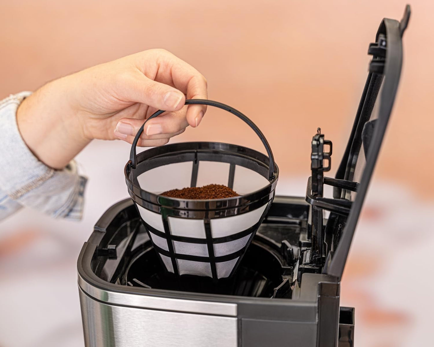 Ekspres filtrowy Rommelsbacher FKM 1000 - zbiornik na wodę 1,5 litra na 12 filiżanek kawy, szklana karafka, opóźniony start, funkcja utrzymywania ciepła, funkcja aromatu, wyjmowany uchwyt filtra 1x4