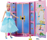 Mattel DISNEY Księżniczka Kopciuszek - ruchoma lalka ze świecącym strojem, odpinanymi butami i tiarą, czesane włosy do zabawy fryzjerskiej, dla dzieci w wieku od 3 lat, HLW06 Naty Shop Dolls Zestaw lalek Kopciuszek