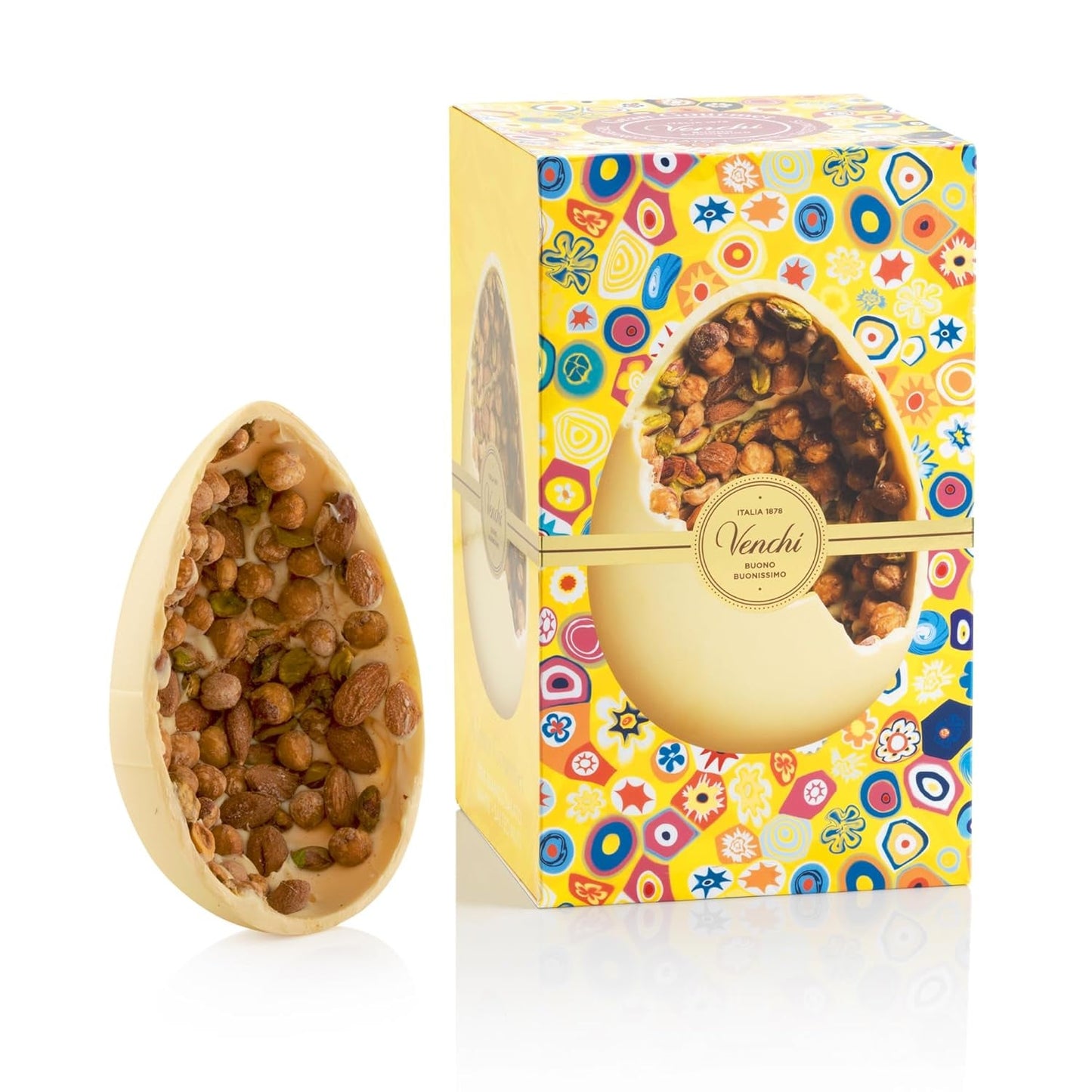 Venchi - Czekoladowe jajko o smaku pistacjowym, z całą pistacją, z niespodzianką, bezglutenowe, 500g, kolekcja wielkanocna, pomysł na prezent