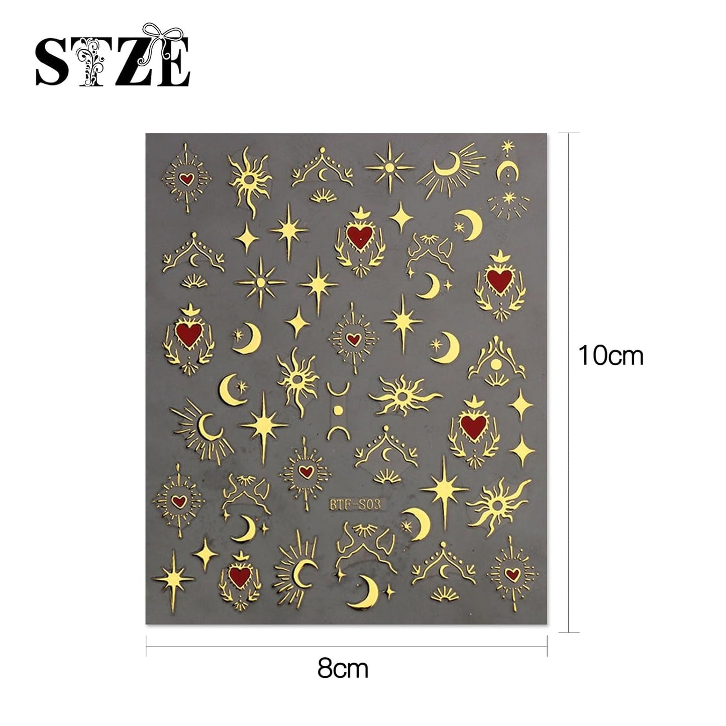 JMEOWIO Nagelsticker Mond Stern 9 Blatt Nail Art Naklejka Selbstklebend Nagelaufkleber Sonne Dekoration Nageldesign Zubehör