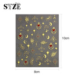 JMEOWIO Nagelsticker Mond Stern 9 Blatt Nail Art Naklejka Selbstklebend Nagelaufkleber Sonne Dekoration Nageldesign Zubehör