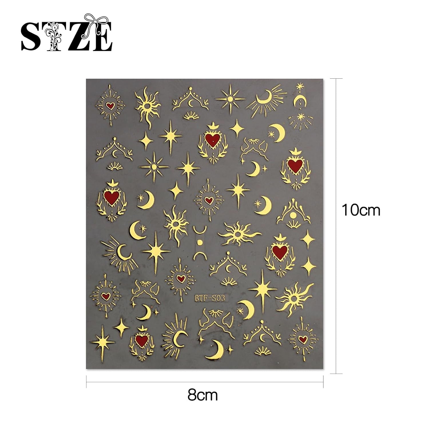 JMEOWIO Nagelsticker Mond Stern 9 Blatt Nail Art Naklejka Selbstklebend Nagelaufkleber Sonne Dekoration Nageldesign Zubehör