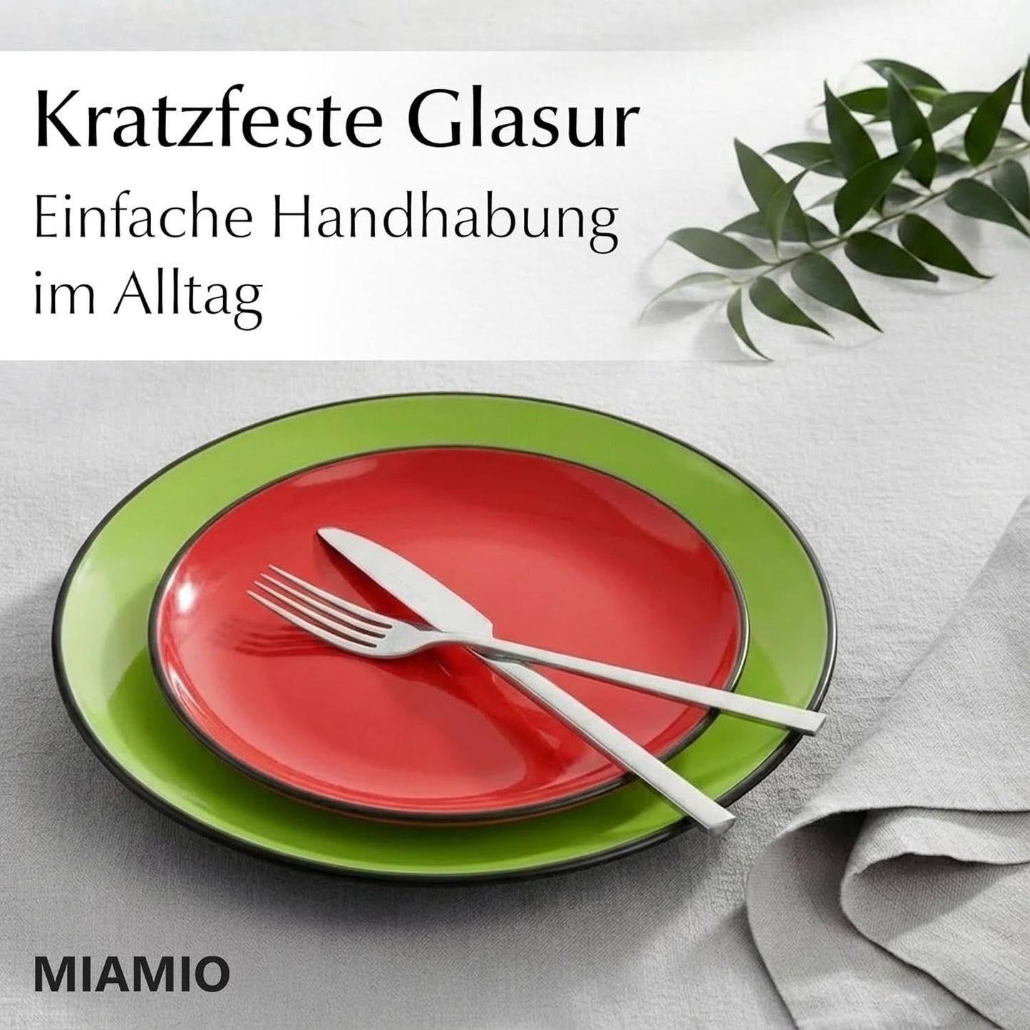 MIAMIO - Zestaw 6 talerzy / talerzy obiadowych z kamionki ceramicznej - Kolekcja Le Papillon (kolorowe, małe talerze (6x))