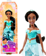 Mattel Disney Princess Zabawka Jasmine Fashion Ruchoma lalka z błyszczącymi ubraniami i akcesoriami Prezent dla dzieci inspirowany filmami Disneya HLW12 Naty Shop Dolls Multicolor