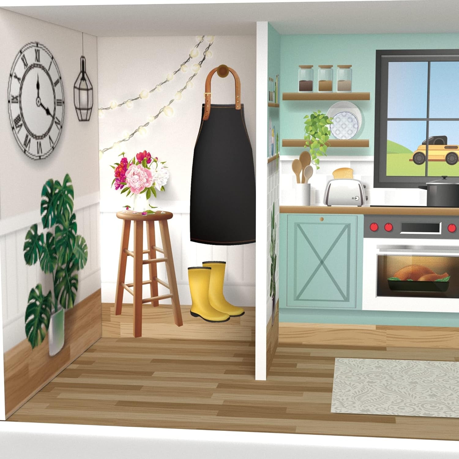 Mały świat Olivii Dreamland Farmhouse Kids Interaktywny drewniany domek dla lalek 3 piętra z 13 akcesoriami meblowymi dla lalek Biały TD-13632A Domki dla lalek Naty Shop