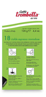 Caffè Trombetta ESE Kaffeepads, Italien Kaffee, Richhaltiges Aroma und samtiger Gesmack Biologisch - 1 opakowanie zu je 18 Kaffeepads