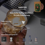 Santos | Kawa ziarnista 2500g - 100% Arabica z Brazylii | do espresso, cappuccino lub mocnej kawy filtrowanej | Pieczeń Omni | Kawa klasyczna – idealne wprowadzenie do kawy specialty