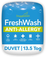 Kołdra dla alergików Snuggledown Freshwash, 13,5 Tog Winter Warm, bawełniana, biała, łóżko pojedyncze. Kołdry i kołdry Naty Shop 10 X 225 X 220 cm 13,5 Tog