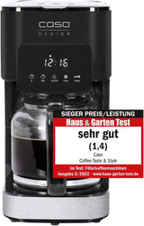 Ekspres CASO Coffee Taste and Style z filtrem stałym, 1,5 l, optymalna temperatura parzenia 92-96°C, system zapobiegający kapaniu, zoptymalizowana głowica zaparzająca, stal nierdzewna, 12 filiżanek