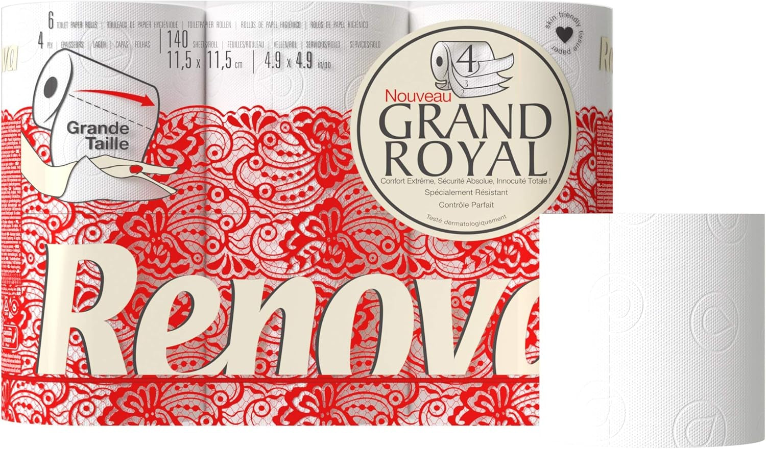 Papier toaletowy Renova Renova Grand Royal 4-warstwowy - 6 rolek, duży (5 szt. w opakowaniu)