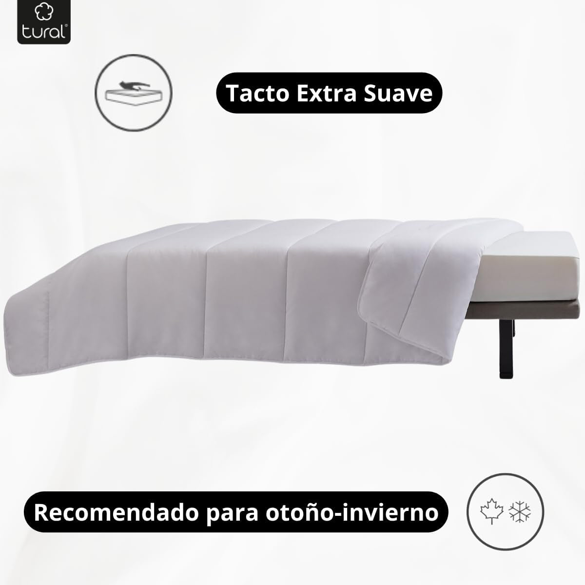 Tural - Kołdra 150 X 220 cm z obróbką Aloe Vera, wypełnienie z włókna 300 G/M², miękka, oddychająca, z certyfikatem Oeko-Tex (biała, łóżko 90 cm) Kołdry i kołdry Naty Shop